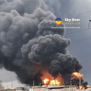 Power facility burns in Belgorod region of Russia due to drone attack